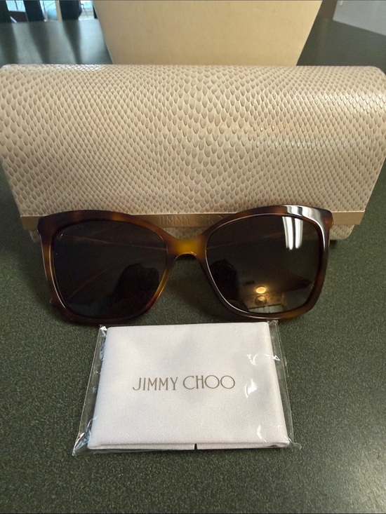 Jimmy Choo Accessories - Authentic Jimmy Choo Brown Tortoiseshell Sunglasses with Snake-Texture Case